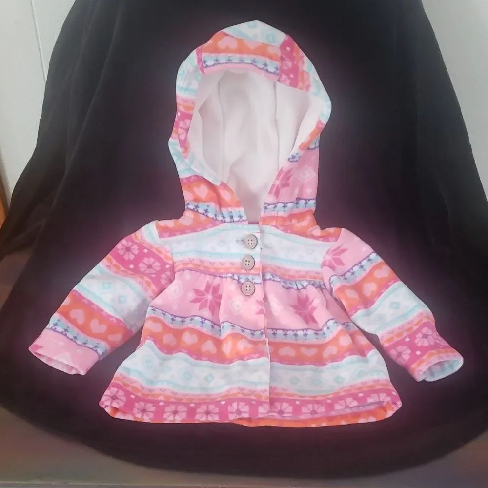 Adorable Carter's Infant Fleece Hooded Top Snowflake Design Sz 3 Mos
